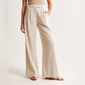 Abercrombie & Fitch Cream High-Waisted Trousers XL LONG